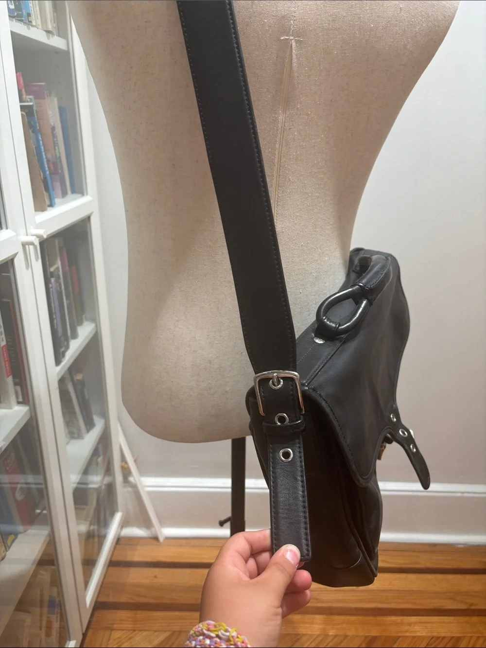 Coach Black Leather Messenger Bag with Top Handle